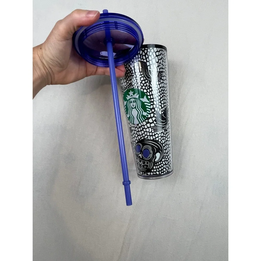 Starbucks  Glow in the Dark Halloween Skull Raven Mosaic Venti Tumbler 24oz